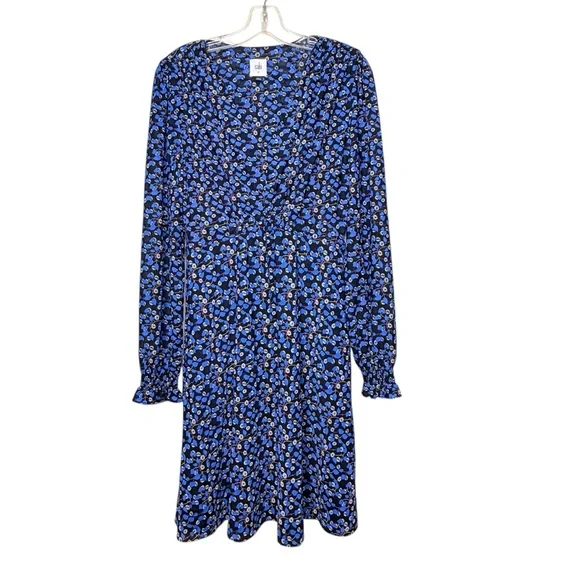 Cabi The Ten Dress blue floral long sleeve dress - Picture 4 of 10